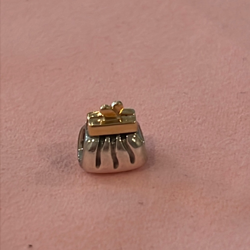 Pandora Retired Sterling Silver Purse with 14kt Gold Top. #790475